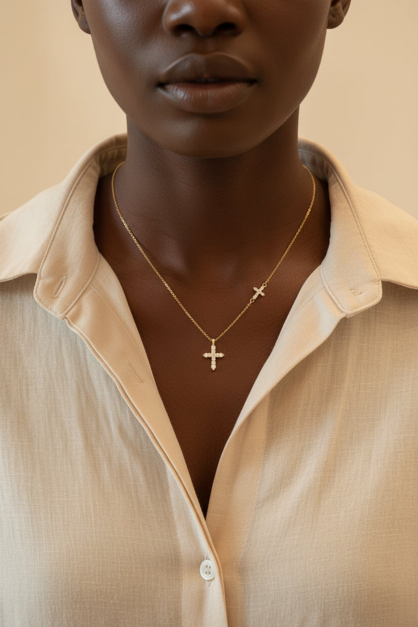 FAITH WITHIN - Double Cross Necklace